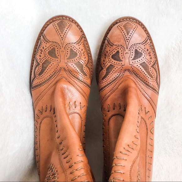 Vince Camuto Cognac Leather Butterfly Boots - Picture 6 of 8